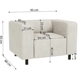 s-style möbel Sessel Gustav Cord 72 x 71 x 70 cm Beige