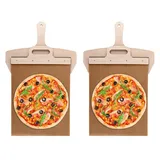 DAJAVE 2 Stück Sliding Pizza Peel 58X30CM Pizzaschieber, Sliding Pizza Shovel mit Griff und Backtuch Antihaft Pizzaschaufel Multifunktion Verschiebbarer Pizzaschieber, Antihaft Pizza Schieber