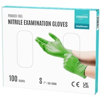 EUROPAPA Nitril-Handschuhe Medical Einmalhandschuhe Untersuchungshandschuhe (100 Stück, puderfrei ohne Latex, Gummihandschuhe) unsteril latexfrei disposible gloves grün S