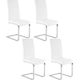 Woltu Freischwinger (Set, 4 St), mit hoher Rückenlehne Kunstlederbezug bis 120kg belastbar weiß