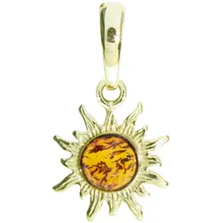 Ketten-Anhänger OSTSEE-SCHMUCK "Ostsee-Schmuck Anhänger Sonne Anhänger Sonne", gelb, Schmuckanhänger, Damen, 24 x 13mm, Gelbgold 333, 1.3 g