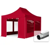 TOOLPORT 3x4,5m Aluminium Faltpavillon, inkl. 4 Seitenteile, rot