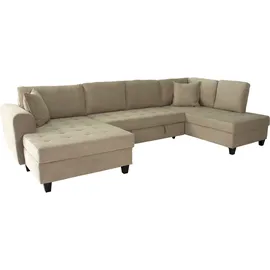 trends by hg Wohnlandschaft Polyester U-Form 3-Sitzer Beige