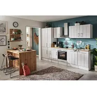 Respekta Inselküche Anton  (Breite: 310 cm, Lärche Weiß Nachbildung, Mit Elektrogeräten)