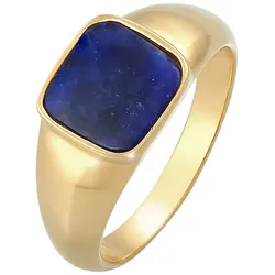 Elli PREMIUM Ring Siegelring Sodalith Quadrat Klassik 925 Silber 52 Damen 
