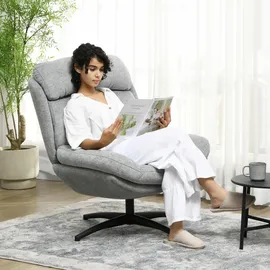 Homcom Sessel Drehbar Loungesessel mit Breiter Sitzfläche, Integrierter Armlehne, Gepolstert Relaxsessel