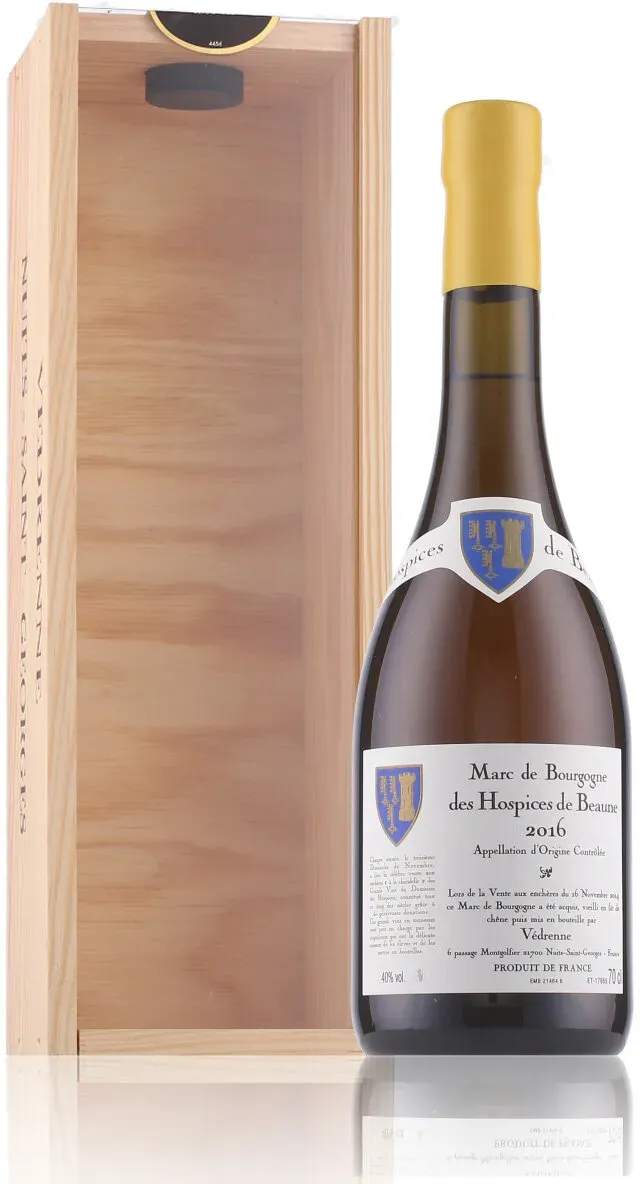 Marc de Bourgogne Hospices de Beaune 2016 40% Vol. 0,7l in Geschenkbox aus Holz