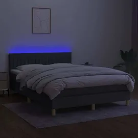vidaXL Boxspringbett 140 x 200 cm Dunkelgrau