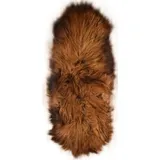 KUHFELL online & NOMAD Fellteppich Island Doppel Lammfell 180x60 cm – Couchauflage aus 2 Fellen braun|rot