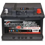 Autobatterie 55Ah 12V BlackMax Starterbatterie ersetzt 44Ah 45Ah 52Ah 54Ah 56Ah