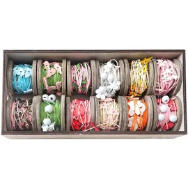 Mendler Deko-Box Schnur Geschenkband 12 Rollen je 7,5m mehrfarbig