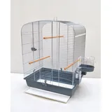 Vogelkäfig Elena Chrom grau Vogelheim mit Zubehör