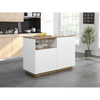 vente-unique Kücheninsel mit 2 Türen und 1 Ablagefach 0 x 0 x 0 cm Weiß