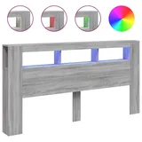 vidaXL LED-Kopfteil Grau Sonoma 200x18,5x103,5 cm Holzwerkstoff
