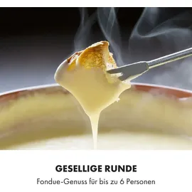 Klarstein Bambus Fondue, Edelstahl-Topf, 800W