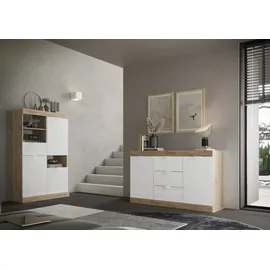 INOSIGN Highboard »Slim«, Breite 91 cm, weiß Hochglanz Lack, braun