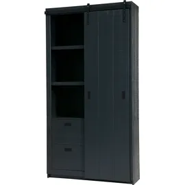 Woood Vitrine 230 x 122 x 37 cm Schwarz