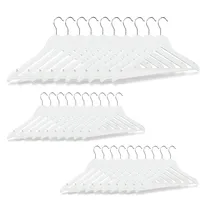 Relaxdays 60 x Kleiderbügel Holz, weiß