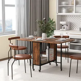 Homcom Esstisch Braun, Textil, 80x74x130 cm Rustikal-Braun