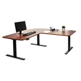 Mendler Eck-Schreibtisch HWC-D40, Computertisch, elektrisch höhenverstellbar 178x178cm 84kg natur, schwarz
