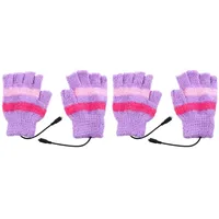 SOLUSTRE 2 Paar Usb-handschuh Warme Beheizbare Handschuhe Halbe Fingerfäustlinge Damen Fäustlinge Für Kaltes Wetter Beheizte Fingerlose Handschuhe Geschenk Ski Violett Männer Und Frauen