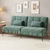 COMHOMA Schlafsofa mit Schlaffunktion, Futonbezug ausklappbar, Ecksofa, Gästesofa 3-Sitzer mit Verstellbarer Rückenlehne, Stoff