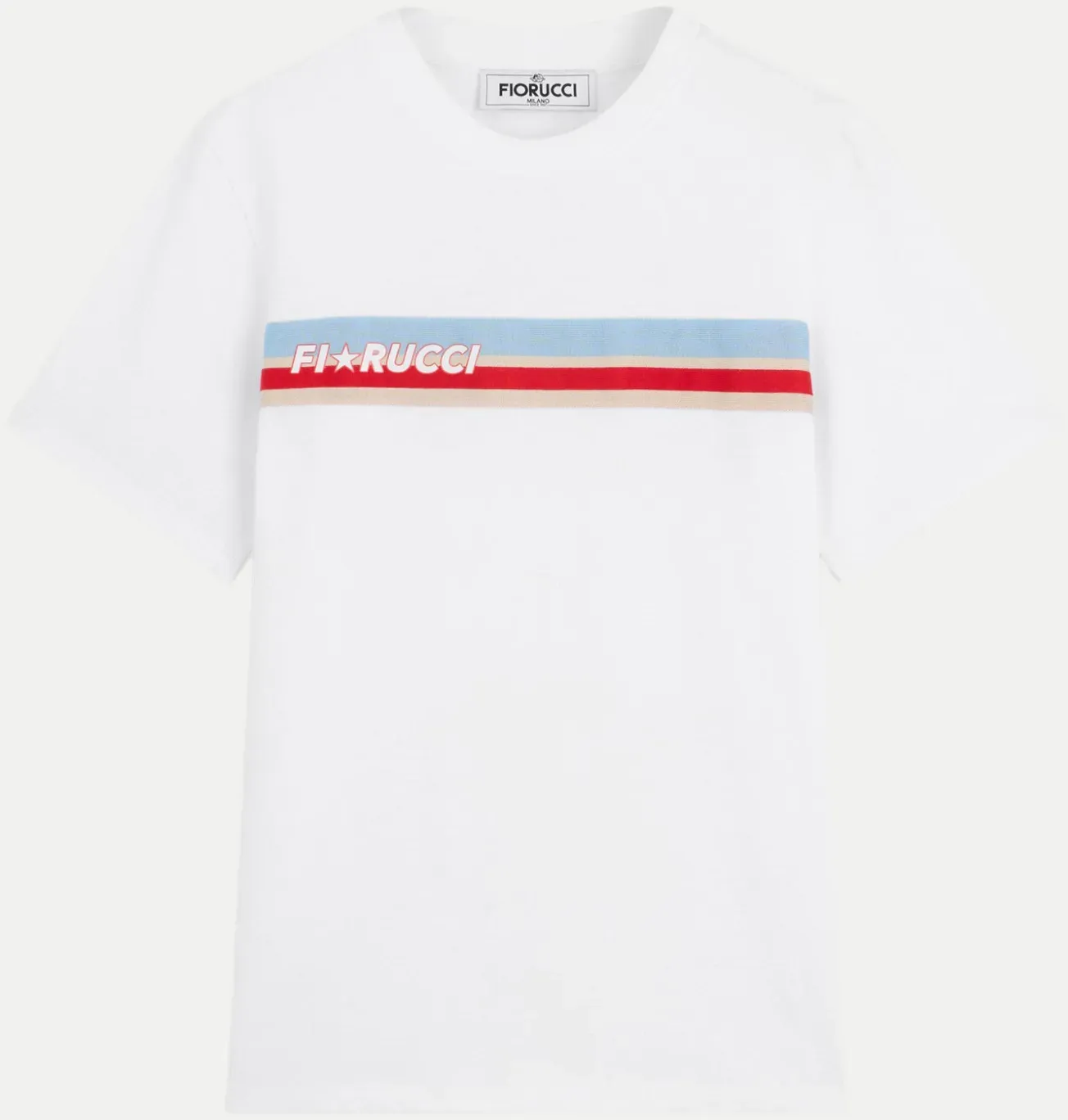 T-Shirt mit Logo Streifenmuster Weiß S