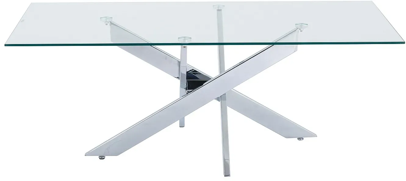 Couchtisch - Sicherheitsglas & Verchromtes Metall - Transparent - COSIMA