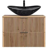 Lomadox Waschtisch Badezimmer Unterschrank hängend 80 cm mit Keramik Waschbecken anthrazit Eiche Nb., B/h/t: 80,6/73,7/46,5 cm