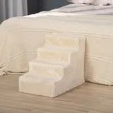 4-stufige Hundetreppe, Katzentreppe, Rutschfeste Leiter, Abnehmbarer Und Waschbarer Bezug, 60 X 35 X 44 Cm, Beige