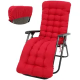 BUTORY Liegenauflage Auflage Gartenliege 170x53x8 cm Auflagen für Deckchair Polsterauflage für Sonnenliege Auflage Polster Kissen für Liegestuhl Dicke Polsterung (Rot)