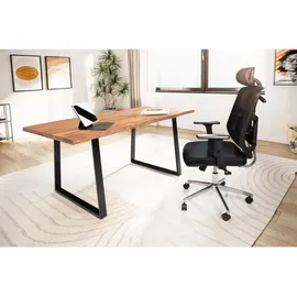 KADIMA DESIGN Schreibtisch Braun, Holz, Echtholz,Akazie, Rechteckig,Rechteckig, Kufe, 160x76x80 cm Arbeitszimmer, Schreibtische, Bürotische