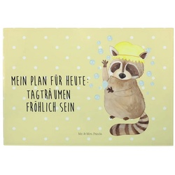 Mr. & Mrs. Panda Servierbrett Waschbär – Gelb Pastell – Geschenk, Seifenblasen, Glasschneidebrett, Premium Glas, (1-St) gelb Ø 0 cm x 40.5 cm x 28 cm x 1 cm