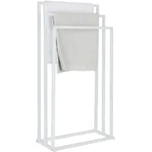 Relaxdays Handtuchständer, HxBxT: 84 x 44 x 21,5 cm, Metall, 3 Stangen, stehender Handtuchhalter, Badezimmer, weiß