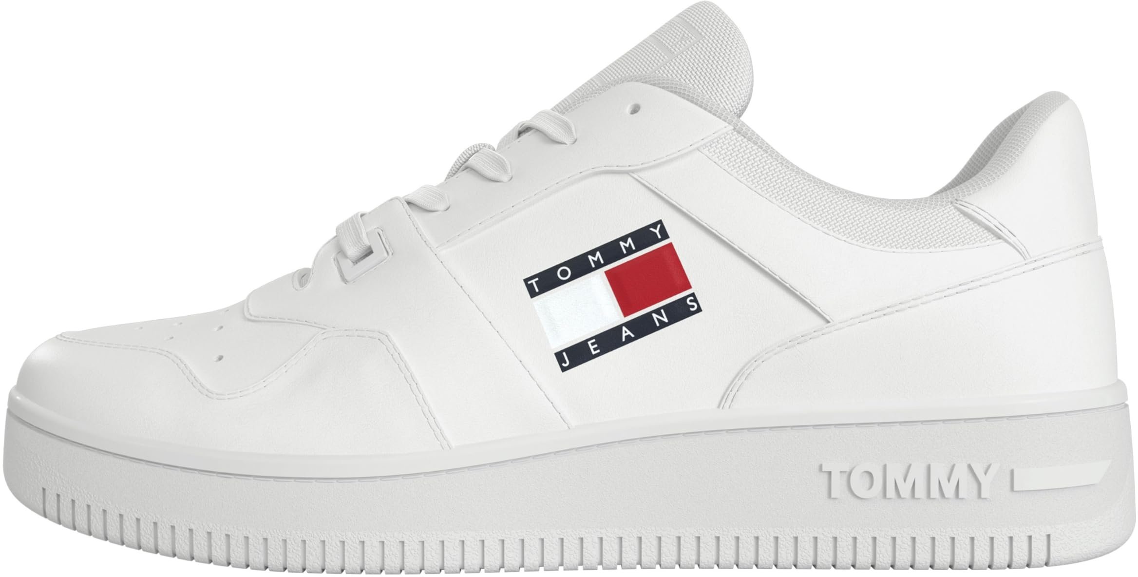 Tommy Jeans Herren Cupsole Sneaker Retro Basket Schuhe, Weiß (White), 40