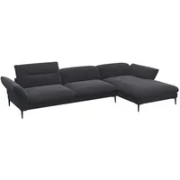 FLEXLUX Ecksofa Salino, Funktionssofa mit Recamiere, Relaxsofa, Ecksofa, Sofa mit Arm- und Kopfteil-Verstellungen, Kaltschaum & Stahl-Wellen grau