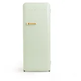 CREATE / RETRO FRIDGE 150 GOLD/Kühlschrank mit Gefrierfach 281L in Pastellgrün, Griff Gold / 102W, niedriger Energieverbrauch, 150cm, 3 Ablagen, Temperaturregelung,60x60x150cm