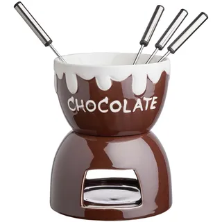 BUTLERS Schokoladenfondue Set für 4 Personen – CHOCOLATE LOVE – Teelicht Schokofondue aus Keramik mit Edelstahl Gabeln | Kleines Fondueset für Schokolade Käse | 6-teiliges Schoko Fondue Teelichthalter