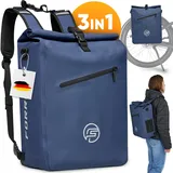FORRIDER Fahrradtasche 3in1 27L - Wasserdichte Gepäckträgertasche & Rucksack BLAU 27 LITER