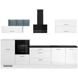 Impuls Küchen Küchenzeile IBZ4320BL 320 cm Weiß Hochglanz ohne E-Geräte