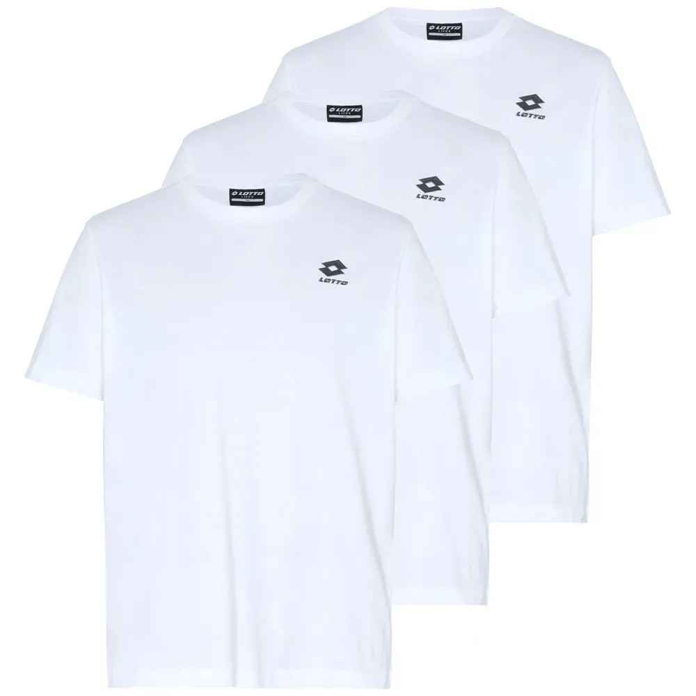 T-Shirt LOTTO, Herren, Gr. L (52/54), weiß (hellweiß), 100% Baumwolle, unifarben, normal, Rundhals, gerader Abschluss, Shirts T-Shirt, - im vorteilhaften 3 Stück Pack