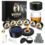 Papa Geschenk, Elektrisches Whisky Smoker Set-6 Holzspänen, 6 Whisky Steine, Eisball-Form, Wiederaufladbare Whiskey Smoker Set, Cocktail Smoker Kit for Husband, Boyfriend