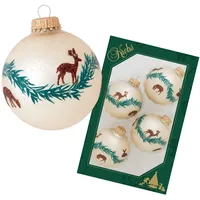 Krebs Glas Lauscha Weihnachtsbaumkugel Rentier 4er-Set 7cm