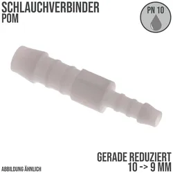 10 x 9 mm POM Schlauch Verbinder Reduktion Stutzen Tülle Kupplung Fitting weiss ...