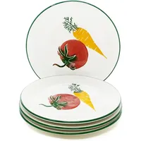 Lashuma 4er Keramik Teller Set 19 cm Ø, Speiseteller bunt flach, Kuchenteller rund Gemüse