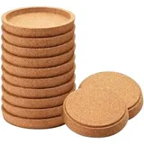 Korkuntersetzer Rund mit Rand, Kork Untersetzer Absorbierende HitzebestäNdige Runde Kork Untersetzer für die Meisten Tassen in Dem BüRo oder zu Hause (12PC-Khaki)