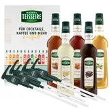 mathieu teisseire Teisseire Kaffee Sirup Set – 5x Kaffeesirup 0,7 l & 5 Dosierpumpen - Karamell, Vanille, Schokolade, Haselnuss, Weisse Schokolade