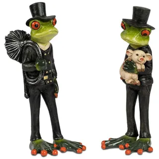Formano 2er Set Frosch Figur lustige Glücksbringer 18 cm handbemalt lustige Deko aus Kunststein - Hochwertige Geschenkidee & originelle Indoor-Dekoration aus Froschhausen