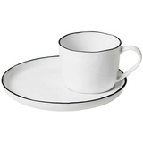 Broste Copenhagen Tasse mit Untertasse S 10 cl, weiß schwarz