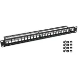 HMF UTP Keystone-Patchpanel 19 Zoll 1 HE 24 Ports RJ45 Schwarz